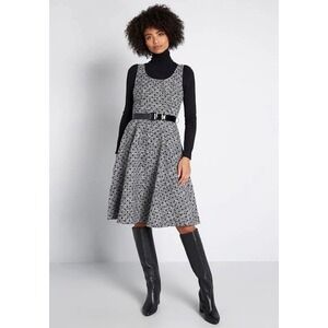 ModCloth Fit Flare Dress Pockets Polka Dot Sleeveless Party Cocktail